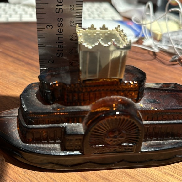 Vintage Avon brown glass side wheeler boat bottle - Picture 6 of 6